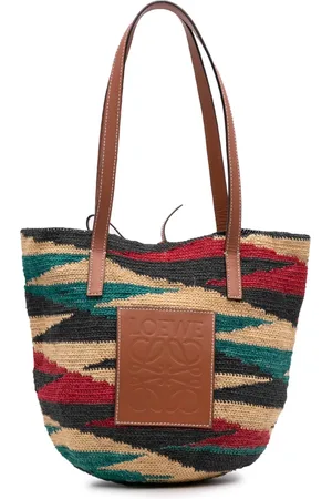Loewe Flerfarvet Paulas Ibiza Shigra Basket tote i læder og sisal fra 2024-2025