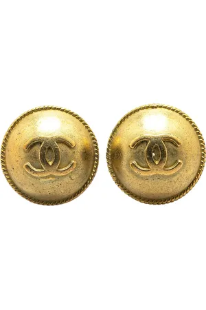 CHANEL Runde guldbelagte CC-øreclips fra 1995