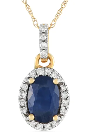 LB Exclusive Halskæde i 14 karat guld med diamant og safir