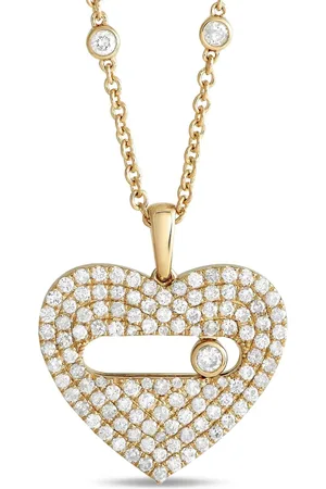LB Exclusive Pre-owned halskæde i 14 karat guld med hjertevedhæng og diamant