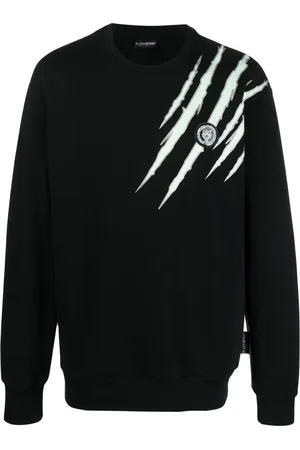 Philipp Plein Sweatshirt med rund hals og scratch-tryk