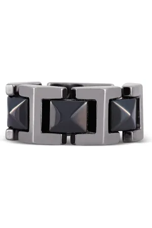 VERSACE Ring i 18 karat hvidguld med indgraveret keramisk logo