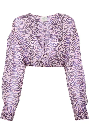 FORTE FORTE Cropped bluse med zebratryk