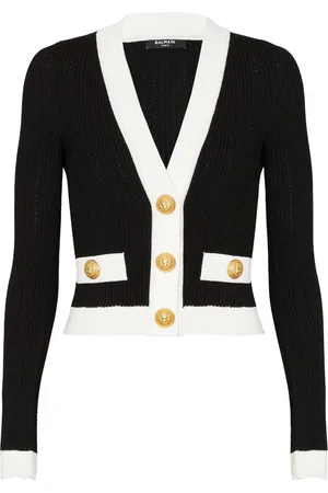Balmain Ribstrikket cardigan med kontrastkant