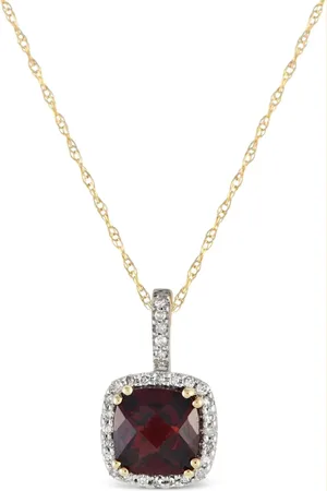 LB Exclusive Halskæde i 14 karat guld med diamant og granat