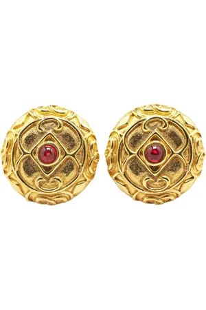 CHANEL Runde guldbelagte Gripoix øreclips fra 1970-1980