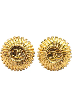CHANEL Runde guldbelagte CC øreclips fra 1970-1980