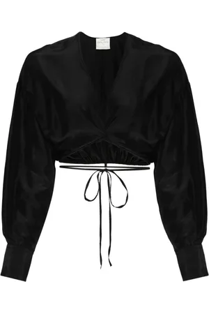 FORTE FORTE Bluse i silke med cropped ærmer