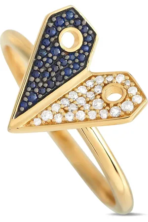 LB Exclusive Heart ring i 14 karat guld med diamanter og safir