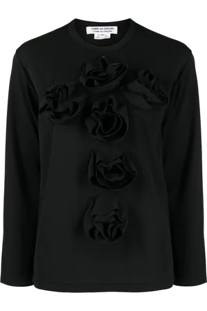 Comme des Garçons Gennemsigtig skjorte med blomstret applikation