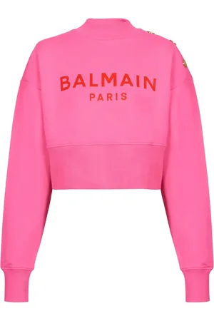 Balmain Cropped sweatshirt med logotryk