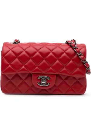 CHANEL Mini rektangulær Classic Single Flap crossbody-taske i lammeskind fra 2014