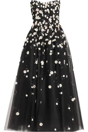 MONIQUE LHUILLIER Tylkjole med blomsterbroderi