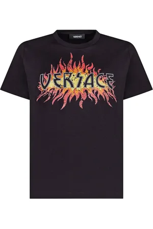 VERSACE T-shirt med grafisk flamme-tryk
