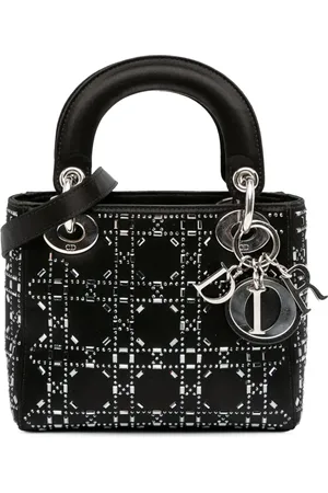Dior Lille Cannage Strass Lady Dior satchel-taske i satin med krystaludsmykninger fra 2018