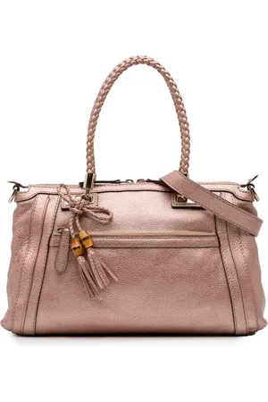 Gucci Metallisk Bella satchel-taske i nopret kalveskind fra 2016-2024