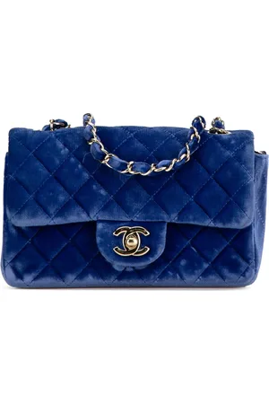 CHANEL Lille Single Flap crossbody-taske i velour fra 2015-2016