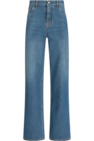 Etro Cropped jeans med Pegaso-broderi