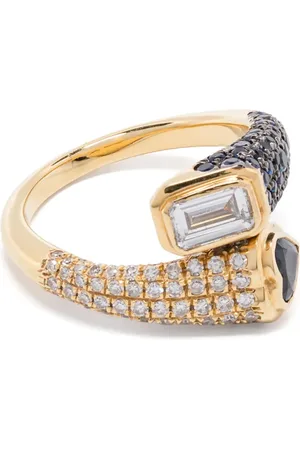Shay Mixed Bypass lillefingerring i 18 karat guld med diamant og safir