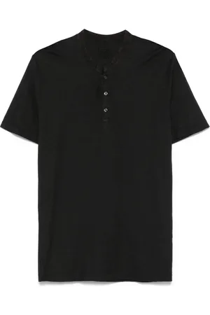 120% Lino Henley T-shirt med logobroderi