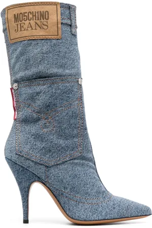Moschino 115mm denimstøvler med logomærke