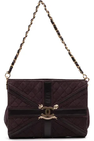 CHANEL Quiltet Union Jack skuldertaske i ruskind med kæde fra 2008-2009