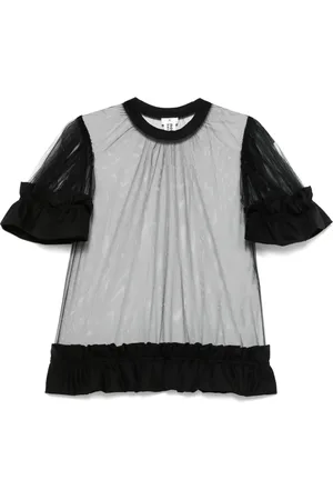 NOIR KEI NINOMIYA Gennemsigtig bluse med frynsekant