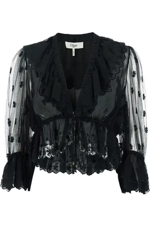 Chloé Gennemsigtig bluse med frynsekant
