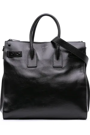 Saint Laurent Tekstureret lakeret Sac De Jour North South satchel-taske fra 2019
