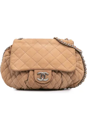 CHANEL Stor quiltet Flap crossbody-taske i ruskind med kæde fra 2010-2011