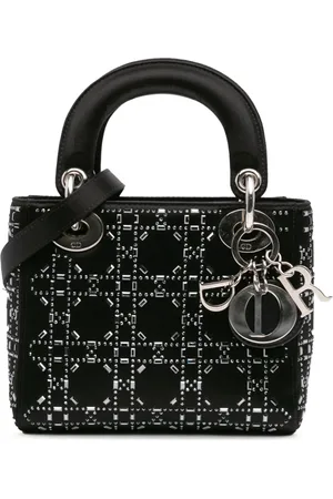 Dior Lille Cannage Strass Lady Dior satchel-taske i satin med krystaludsmykninger fra 2020
