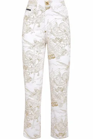 Philipp Plein Cropped jeans med skelet-tryk