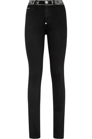 Philipp Plein Skinny-jeans med krystaludsmykning og høj talje