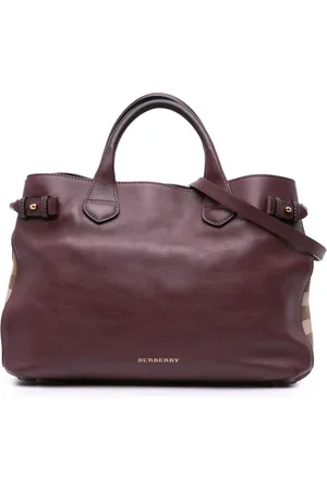 Burberry Medium Banner satchel-taske i læder og House-ternet design fra 2000-2017