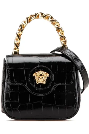 VERSACE Mini krokodillepræget La Medusa satchel-taske fra 2000-2024