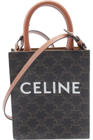 Céline Mini Triomphe Vertical Cabas satchel-taske i behandlet kanvas fra 2020-2024