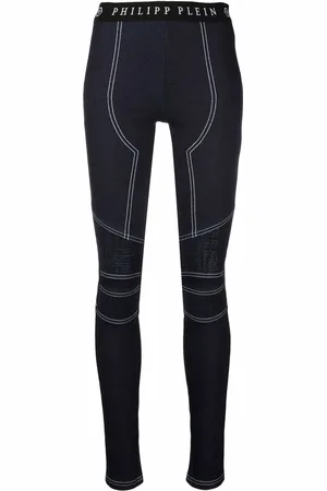 Philipp Plein Denim-leggings med super høj talje