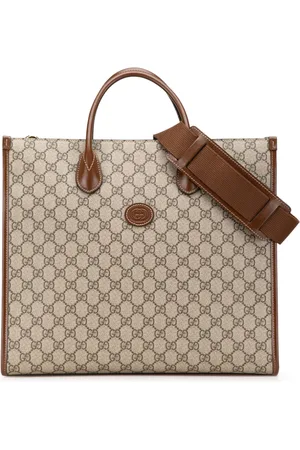 Gucci Mellemstor GG Supreme Azalea Retro Interlocking G Tote satchel-taske i kalveskind fra 2016-2024