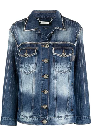 Philipp Plein Denimjakke med krystaludsmykninger