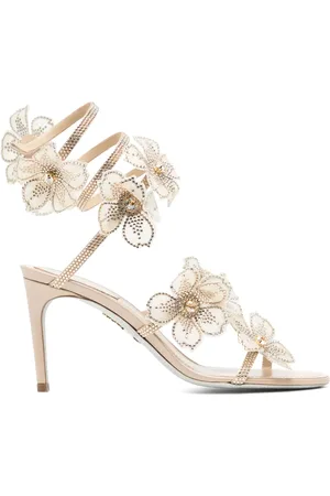 RENE CAOVILLA 80 mm Peach Flower sandaler