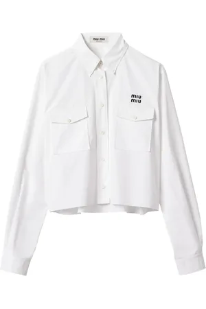 Miu Miu Skjorte i poplin med broderet logo