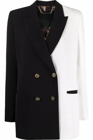 Philipp Plein Dobbeltradet tofarvet blazer i satin