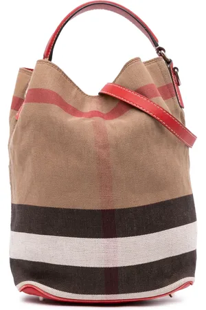 Burberry Mellemstor mega-ternet Ashby bucket-satchel-taske i lærred fra 2000-2017