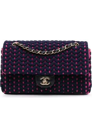 CHANEL Mellemstor vævet Single Flap skuldertaske i jersey fra 2019