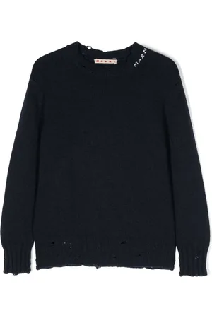 Marni Trøje med broderet logo og slitageeffekt