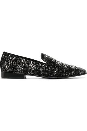 Roberto Cavalli Loafers i læder med krystaludsmykninger
