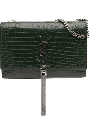 Saint Laurent Medium Kate crossbody-taske i krokodillepræget læder med kvast fra 2018