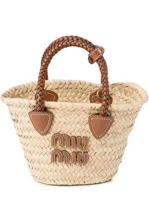 Miu Miu Vævet tote med logo-applikation