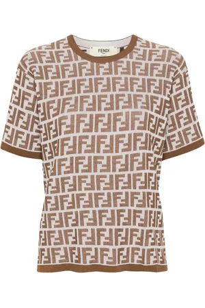Fendi Ribbet T-shirt med FF-mønster