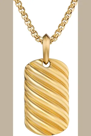David Yurman Sculpted Cable Tag-halskæde i 18 karat guld med vedhæng